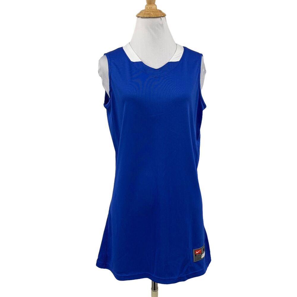 Nike Jersey Womens M Medium Blue White Dri Fit Hyper Elite Basketball Tank Top